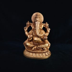 Brass Ganesha Statue: Lord of Wisdom, Good Luck Charm (8.8 inch)