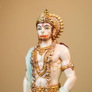 Hanuman Statue: 10.2&quot; Culture Marble Hindu God Altar Temple Decor
