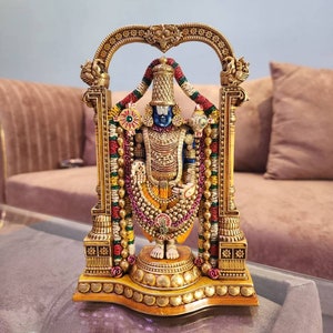 8.5 Inch Tirupati Balaji Statue: Hand-Painted Venkateswara Marble Idol
