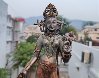 Standing Tara Statue | 12 Inch Tibetan Buddhist Goddess Sculpture