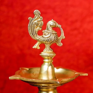 Brass Elephant diya - 11&quot; inch oil lamp for home temple decor idea - auspicious diya decor , brass diya stand, Festival Decor