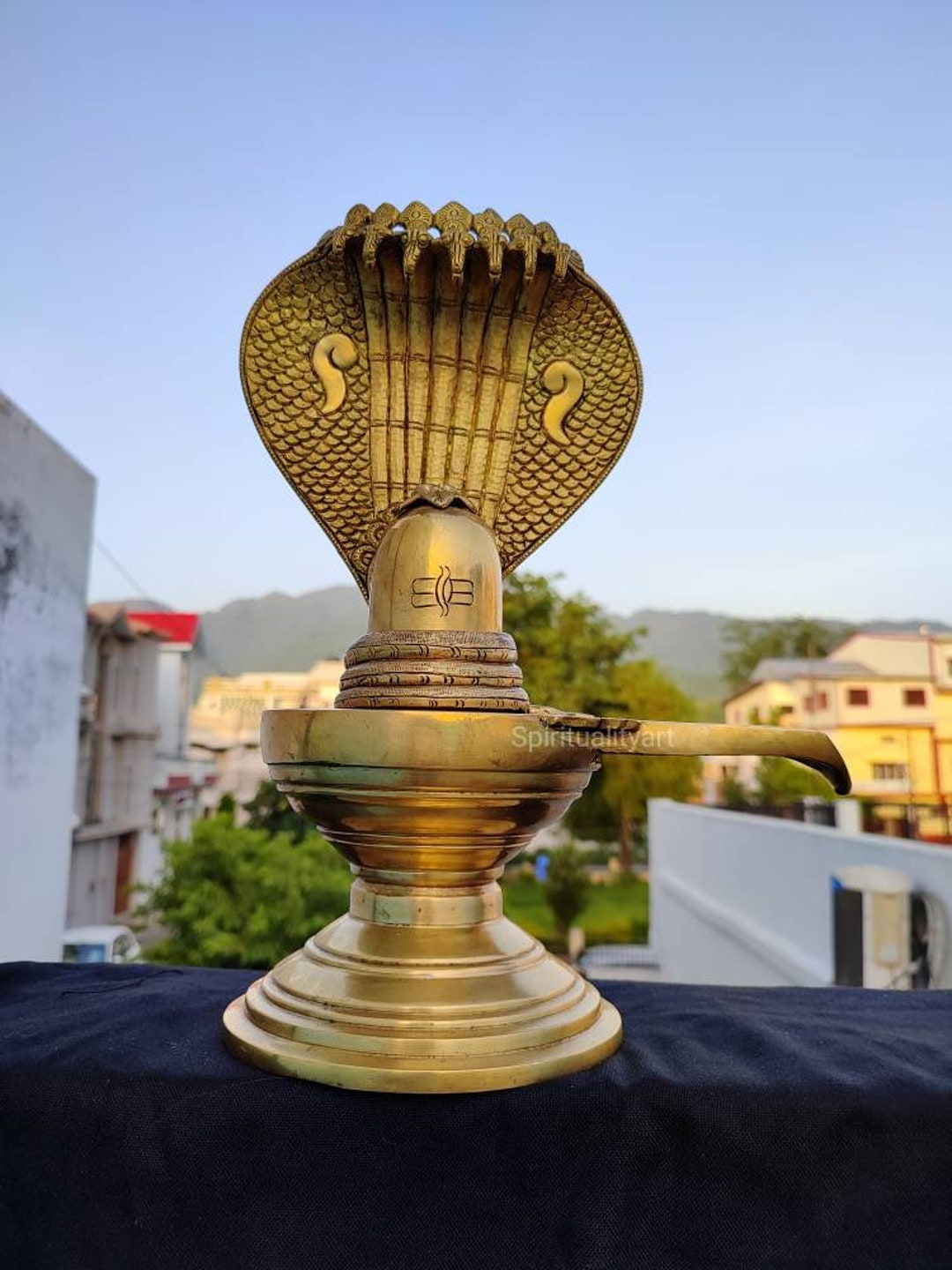 Shiva Lingam Statue 13 Inch Antique Brass Lord Shiva Etsy