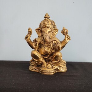 Estátua de Ganesha em latão - Senhor da sabedoria, sorte e novos começos - 7 polegadas imagem 4