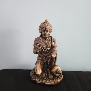 Hanuman Statue - 7.5 inch Blessing Lord Hanuman Statue | Bajrangbali Idol Ram bhakt | Hindu God of Strength | Power | Bronze finished
