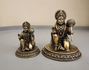 Brass Hanuman Statue: Bajrangbali Idol for Car Decor or temple decor