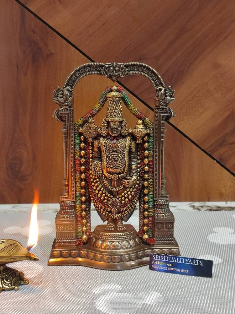 Tiruputi balaji - 8,5" inch Srinivasa Venketa Balaji-idool Venkateswara bronzen afwerking standbeeld - Altaar Home Decor Incarnation of Lord Vishnu