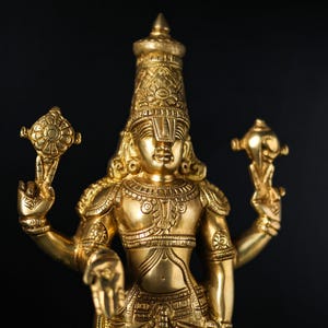 Large Brass Tirupati Balaji Statue - Vishnu Incarnation, Home Decor (18.5 inch)