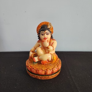 Baby Krishna Statue: Laddu Gopal, Home Temple Decor (4 inch)