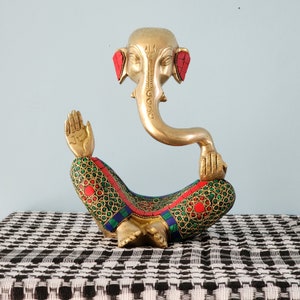 Brass Ganesha Statue| 8 inch | Unique Modern abstract art | Home Decor and Gift for Good Luck | Indian Religious gift Idea