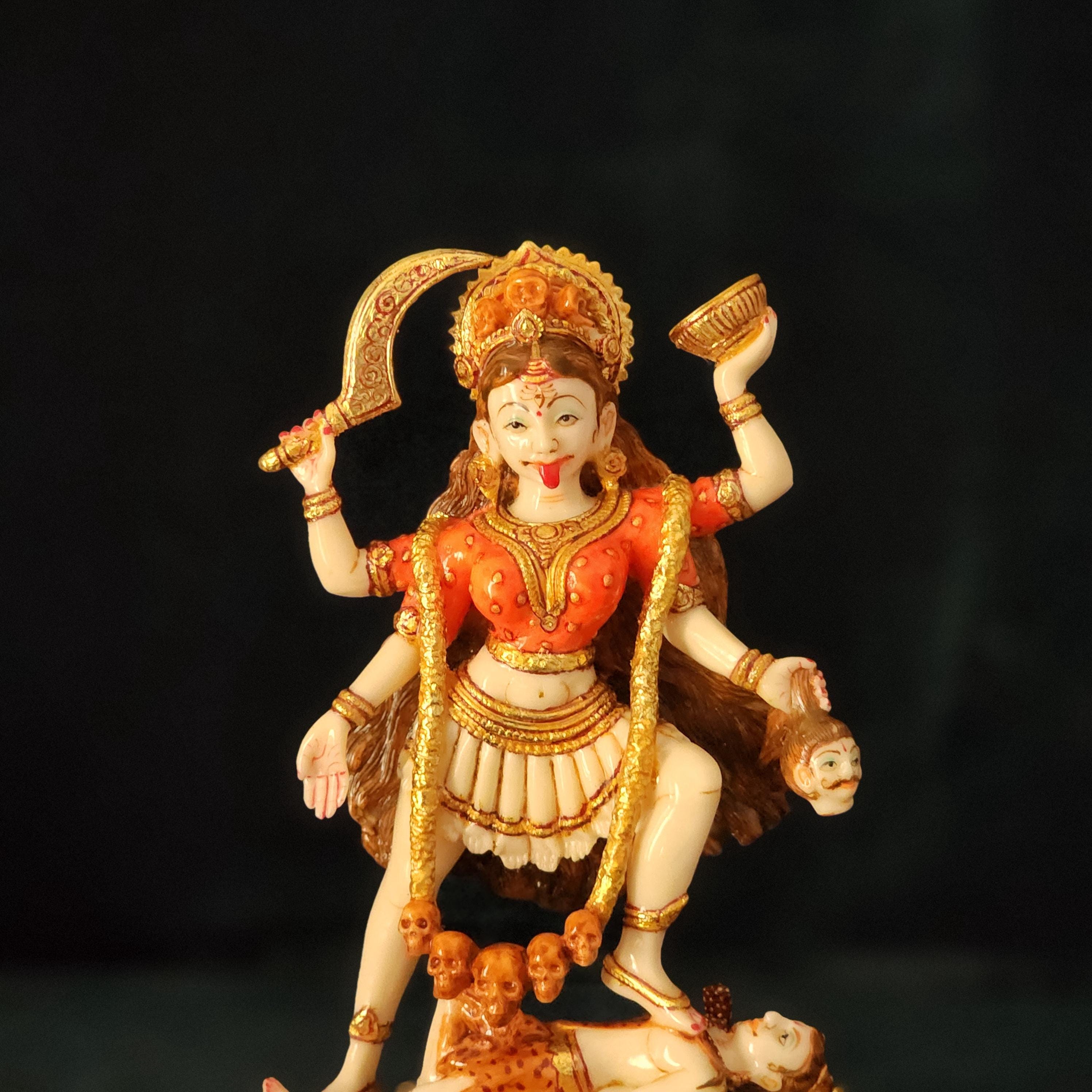 8インチのカーリー像 | ヒンドゥー教の女神カーリー像 | 手描きの