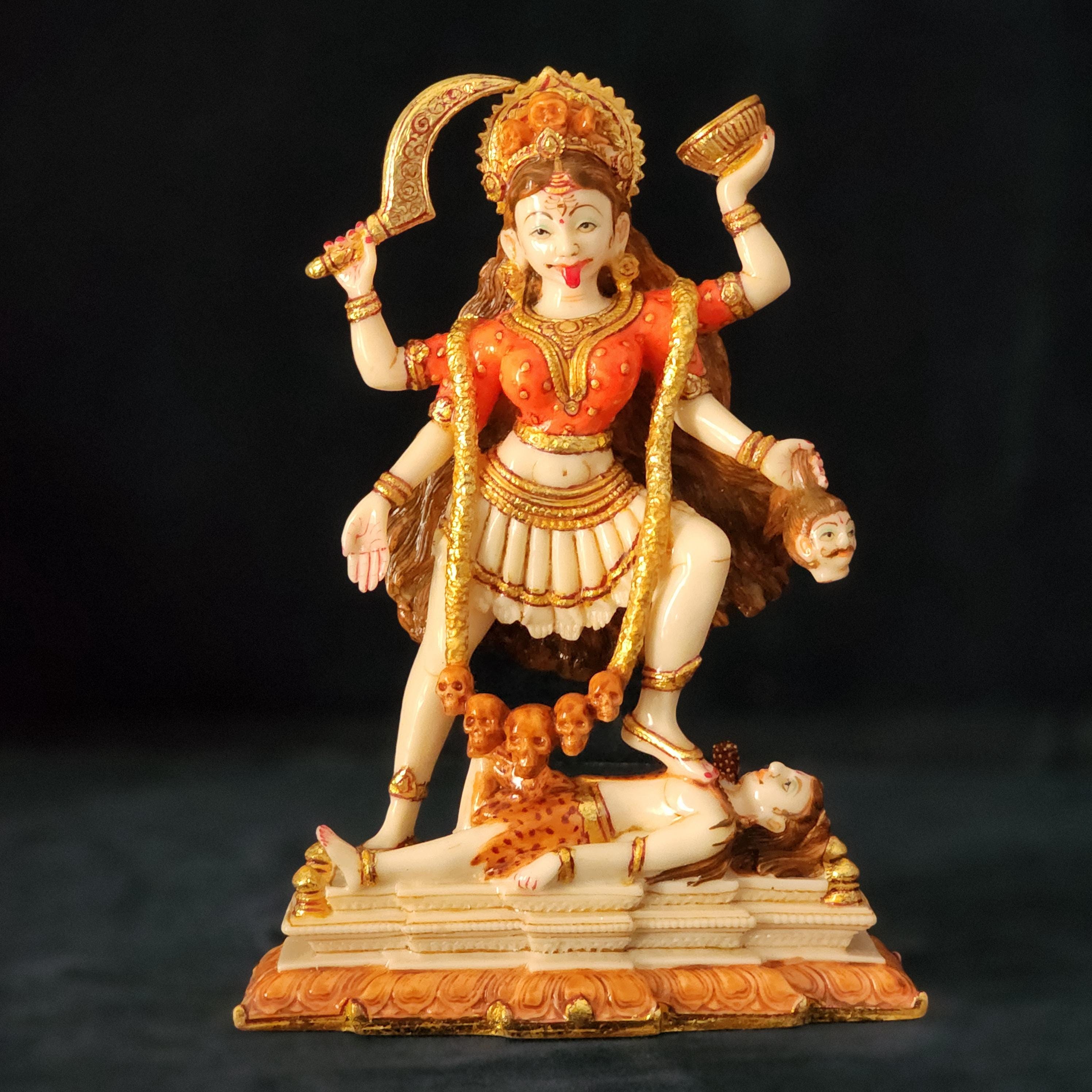 8インチのカーリー像 | ヒンドゥー教の女神カーリー像 | 手描きの