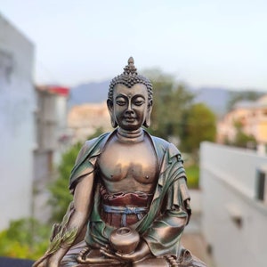 Boeddhabeeld - Tibetaanse figuren Shakyamuni Boeddha Home decor idool 5,5&quot; inch - Mediteren Boeddhabeeld - Thaise Boeddha in marmeren afwerking