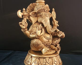 真鍮製ガネーシャ像：13インチの幸運のホームデコレーションアイドル