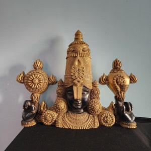 Brass Tirupati Balaji Wall Hanging - Srinivasa Venkateswara Idol, Home Decor (16 inch)