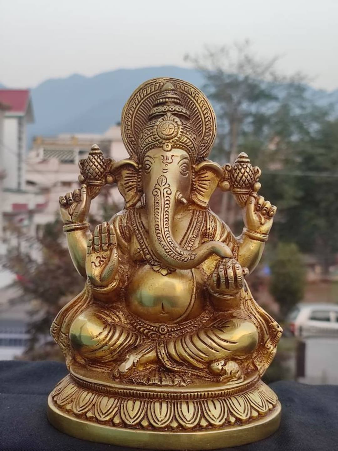 Ganesha Statue 8.8 Inch Lord Ganesha Statue , Brass Ganesh Figurine