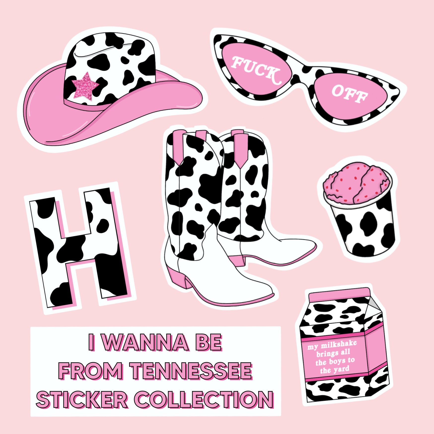 cow boy hat sticker cow print pink country girl phone etsy