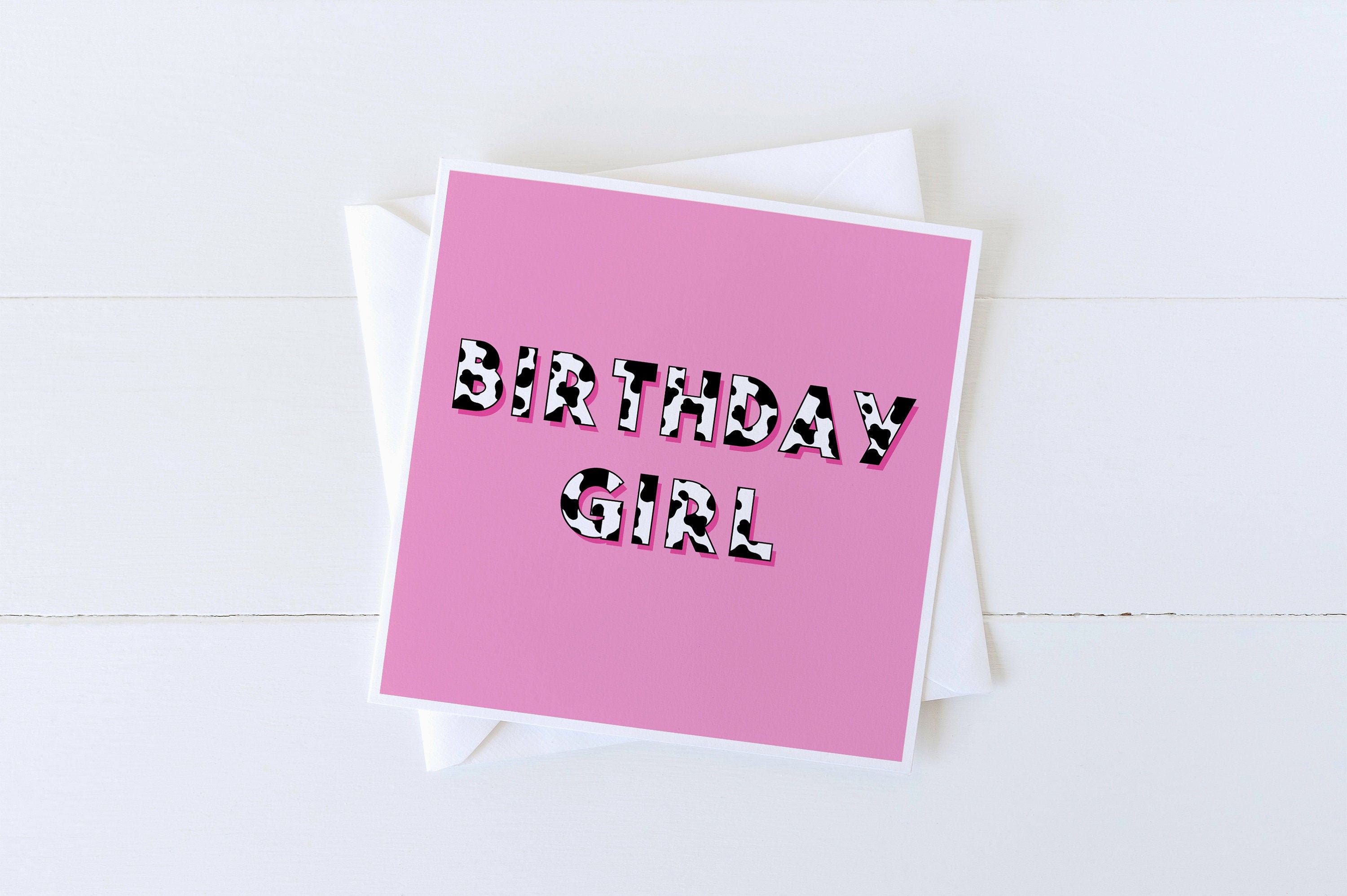 Cow Print Birthday Card/birthday Girl/cow Print/animal | Etsy