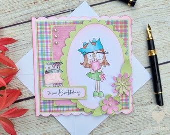 Carte faite main de gâteau d'anniversaire pour les petits rebelles