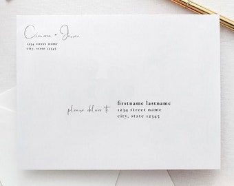 JENNA | Envelope Addressing, Digital Printed Envelope Addressing, return address and guest address, envelopes included