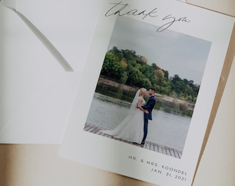 KAYLA | Wedding Thank you card with photo, A7 card with envelope, digital template print-at-home also available
