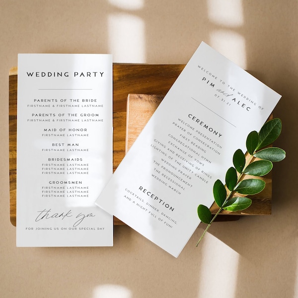 KAYLA | Wedding program, double-sided printing, customized wedding programs, printed programs, schedule of events, welcome sign