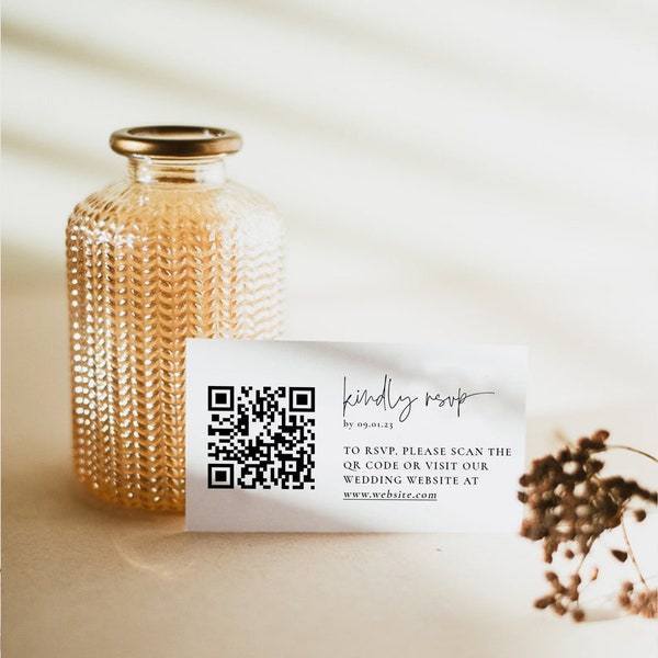 ARIA | Small RSVP enclosure card with a QR Code, wedding rsvp card, wedding enclosure card