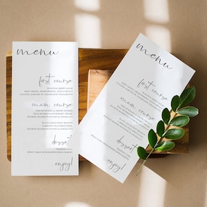 JENNA | Prosty szablon menu weselnego, wydrukowany na papierze premium