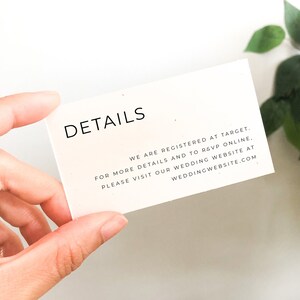 ANNA | Kleine bijlagekaart - RSVP of detailskaart voor bruiloftsvrijgezellenfeest, babyshower, feest, huwelijksfeest