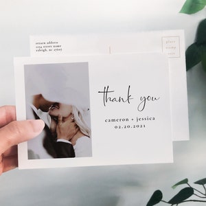 JENNA | Hochzeit Dankeschön-Postkarte mit Foto, digitale Vorlage zum Ausdrucken zu Hause