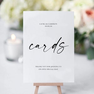 TANYA | Cards sign for wedding welcome table with your name and wedding date, digital file download only, print-ready file