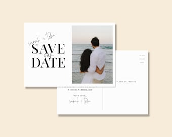 LAURA | Save the Date Postcard with Photo | Modern Save the Date | Personalized Photo Wedding Announcement | Engagement Announcement