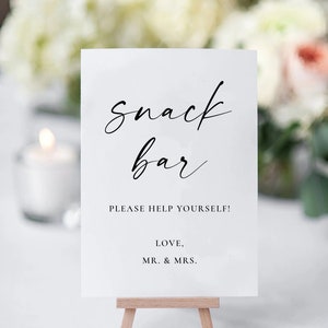 JENNA | Snack Bar sign for wedding, wedding sign with gold or rose gold frame included, love is sweet take a treat sign