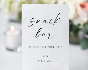 Cartel de JENNA / Snack Bar para boda, cartel de boda con marco de oro o oro rosa incluido, cartel de love is sweet take a treat