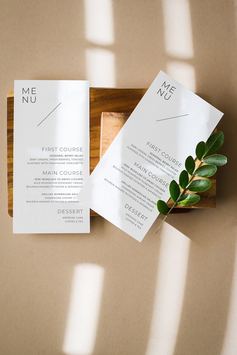 Menu First Course Layout ANNA | Printed Menus for Weddings and Events, Premium Card Stock ...