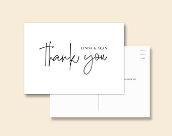 LAURA | Einfache Hochzeit Dankespostkarte - 5″ × 3.5″ Gedruckte Dankespostkarten mit personalisierter Nachricht