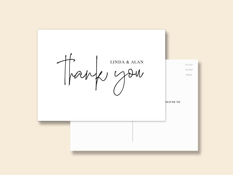 LAURA | Simple Wedding Thank You Postcard – 5″ × 3.5″ Printed Thank You ...