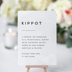 ANA | Kippot Sign – Jewish Wedding & Bar Mitzvah Yarmulke Basket Sign
