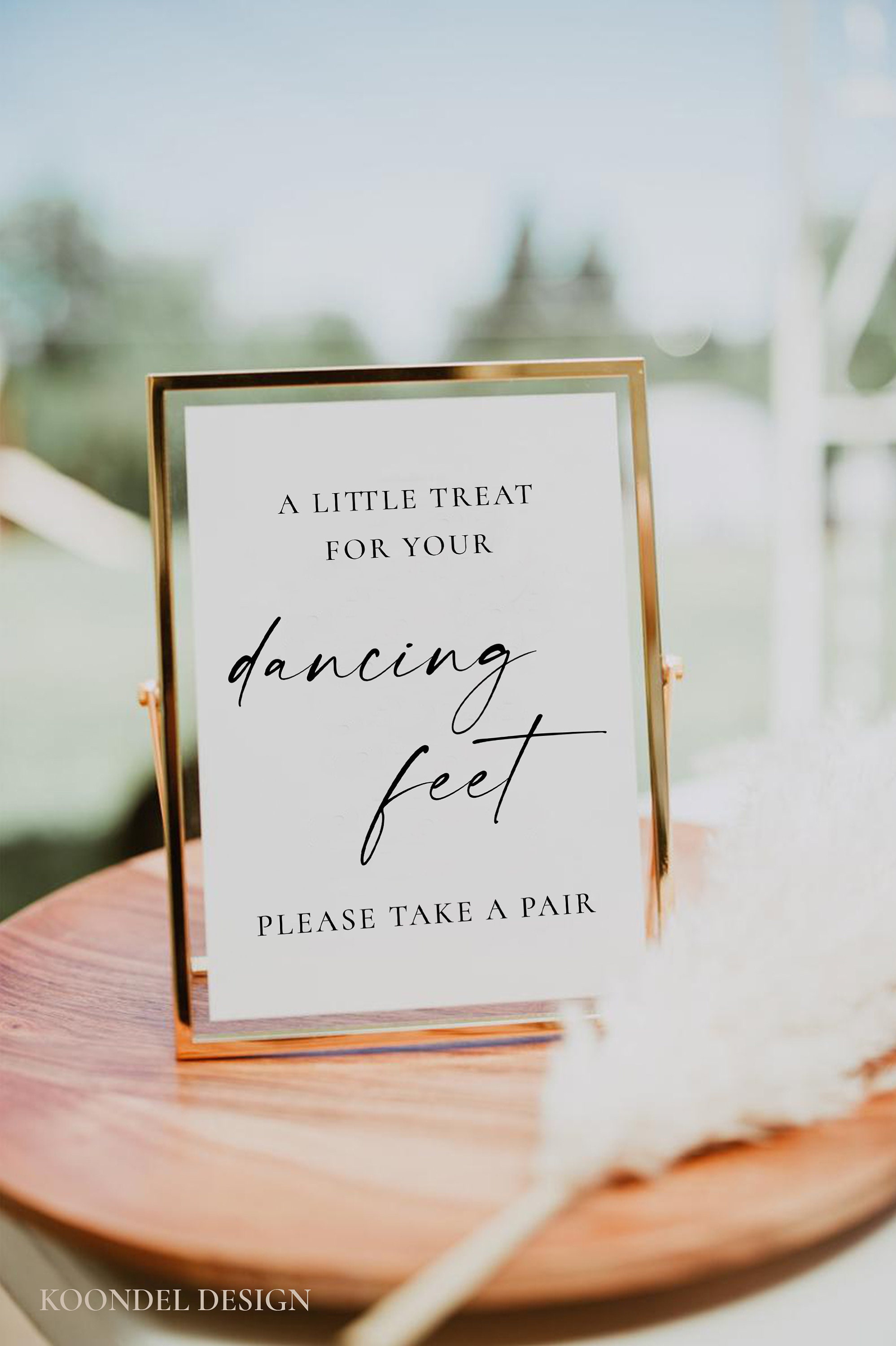 TANYA | Dancing Feet Sign for Weddings, Shoe Sign, DIY Printable Template Available, Floating Gold Frame Available