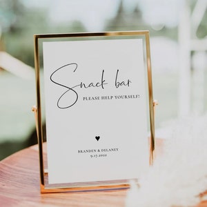 JENNA | Snack Bar sign for wedding, wedding sign with gold or rose gold frame included, love is sweet take a treat sign