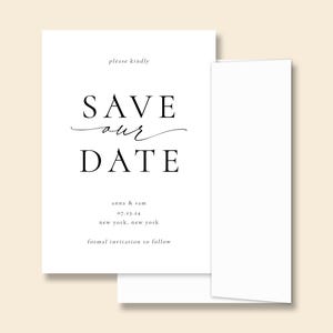 DENA | Bedrukte Save The Date-kaarten met enveloppen, eenvoudig en elegant ontwerp met aanpasbare tekst
