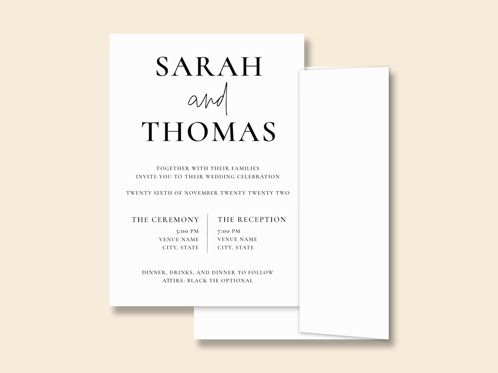 ARIA | Wedding Invitation, Printed Wedding Invite , A7 Card With A7 ...