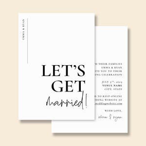 HANNAH | Faire-part de mariage simple, impression recto-verso sur du papier cartonné haut de gamme, carte A7 et enveloppes blanches