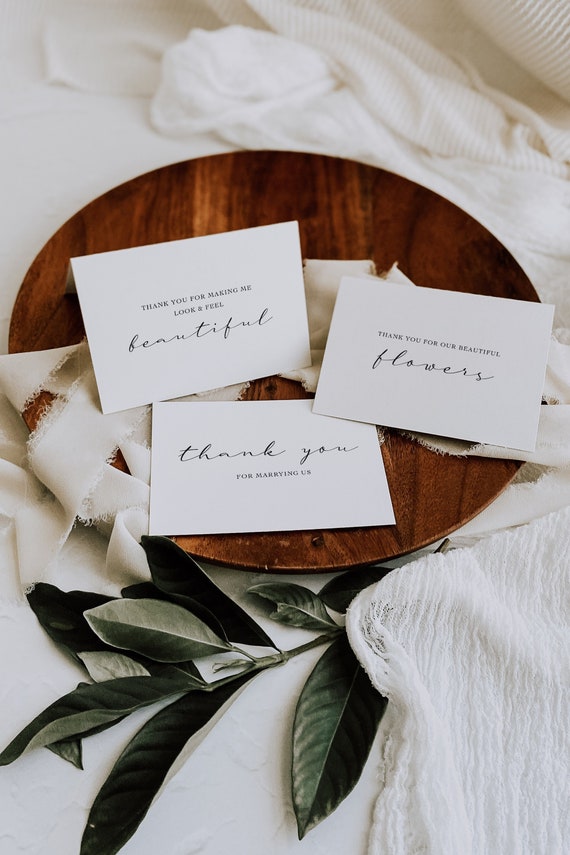ELSA | Wedding vendor thank you cards printed on premium card stock with envelopes, folded card or flat card