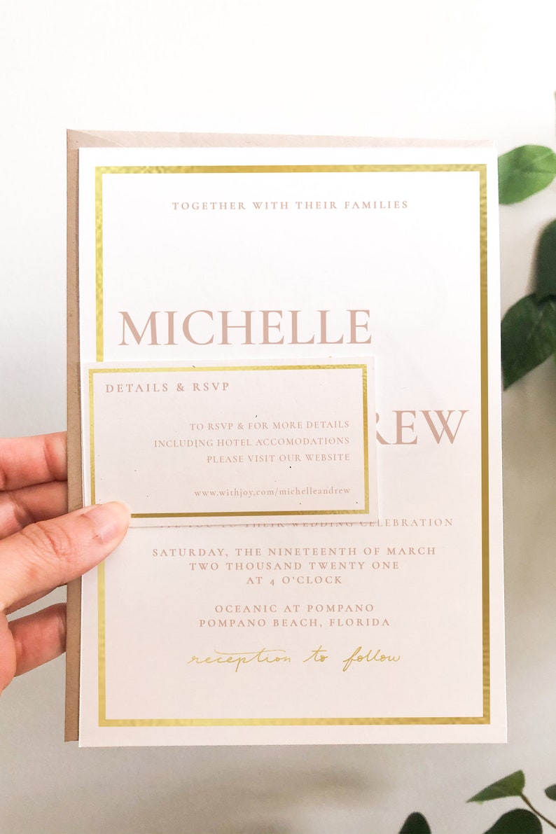 Download Wedding Invitation suite with mock gold foil border wedding | Etsy