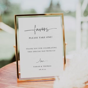 ARIA | Wedding Favors Sign, wedding sign with gold frame or rose gold frame included