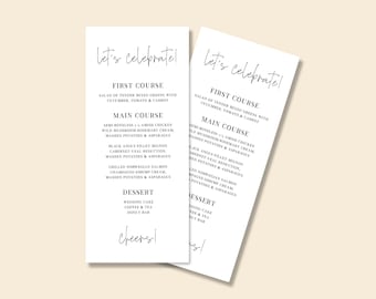 LAURA | Menus imprimés pour les mariages et les événements, imprimés sur du papier cartonné de qualité supérieure, des marque-places assortis également disponibles
