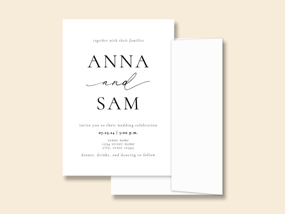 DENA | Wedding Invitation, Printed Wedding Invite , A7 Card With A7 ...