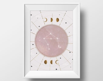Libra Zodiac Print, Astrology Print, Astrology Wall Decor, Libra Wall Art | INSTANT DOWNLOAD