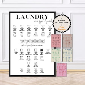 Laundry Care Symbols Guide, Utility Room Prints, Kitchen Decor, Framed Prints