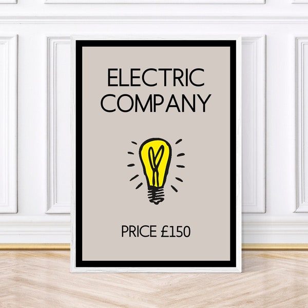 Electric Company Monopoly Bathroom Print/Poster